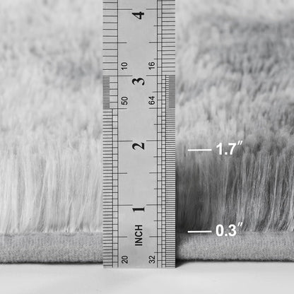 Large Shag Area Rugs 6 x 9, Tie-Dyed Plush Fuzzy Rug for Living Room, Ultra Soft Fluffy Furry Rugs for Bedroom, Indoor Carpet Nursery Rugs for Kids Room Home Decor, Light Grey
